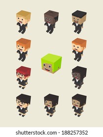 isometric block cartoon character pack