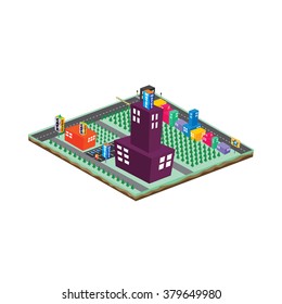isometric block cartoon world