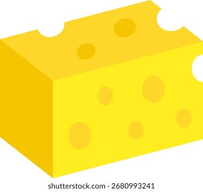 Bloque isométrico de queso con agujeros