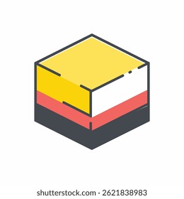 Isometrische Block-Displays in verschiedenen Farben Studiodesign