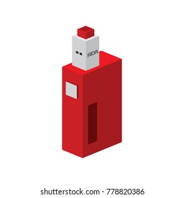 isometric block electric cigarette personal vaporizer mod vector art