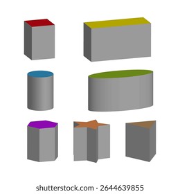 Ícone de bloco isométrico. Formas 3d coloridas. Volume vetorial abstrato. Forma geométrica moderna.