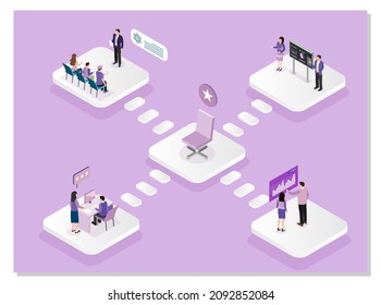 Isometric Block Pattern Illustration Show business content seminar communicate exchange information Investment and turnover It works like a jigsaw puzzle. Suitable for games and presentations