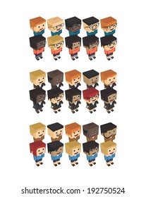 isometric block pixel cartoon character pack