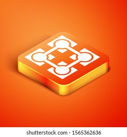 Isometric Blockchain technology icon isolated on orange background. Cryptocurrency data. Abstract geometric block chain network technology business.  Vector Illustration