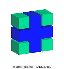 isometrische Blöcke. Kollektion von Corporate-Logo-Elementen. Vektorgrafik. Stockbild.