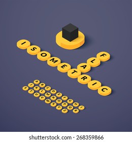 Isometric blocks with letters set, vector illustration