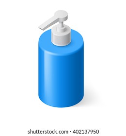 Isometric Blue Bottle with Liquid Soap without Label