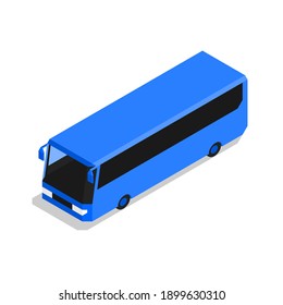 isometric a blue bus. front view. with white background