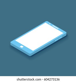 Isometric blue cell phone modern icon