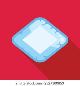 Isometrisches blaues Eiswürfelsymbol für Getränke auf rotem Hintergrund