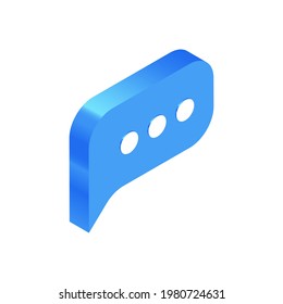 Icono azul isométrico. Ilustración moderna de vectores planos. Signo de mensaje. Plantilla de medios sociales.