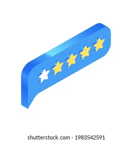 Isometric Blue Icon. Modern Flat Vector Illustration. Customer Review Sign. Social Media Template.