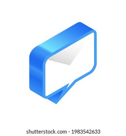 Isometric Blue Icon. Modern Flat Vector Illustration. Message Sign. Social Media Template.