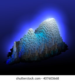 isometric blue mountain