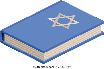 Isometric Blue Torah Book Illustration