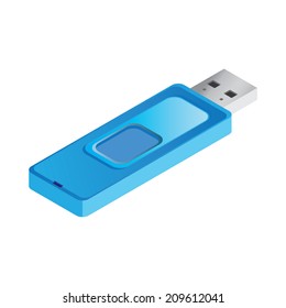 isometric blue USB stick illustration vector