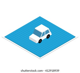 Isometric Blueprint vector illustration