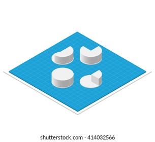 Isometric Blueprint vector illustration