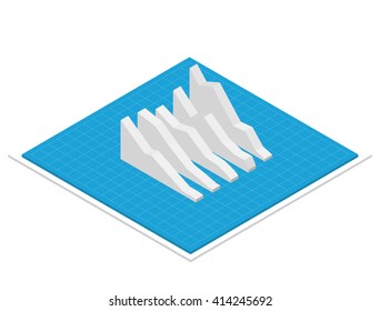 Isometric Blueprint vector illustration