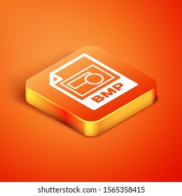Isometric BMP file document. Download bmp button icon isolated on orange background. BMP file symbol.  Vector Illustration