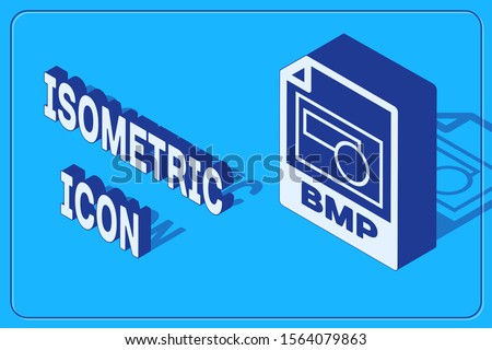 Isometric BMP file document. Download bmp button icon isolated on blue background. BMP file symbol.  Vector Illustration