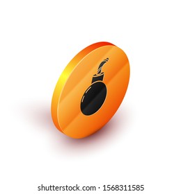 Isometric Bomb ready to explode icon isolated on white background. Happy Halloween party. Orange circle button. Vector Illustration