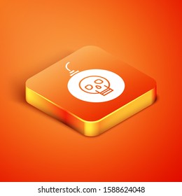 Isometric Bomb ready to explode icon isolated on orange background. Happy Halloween party.  Vector Illustration