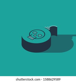 Isometric Bomb ready to explode icon isolated on green background. Happy Halloween party.  Vector Illustration
