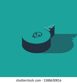 Isometric Bomb ready to explode icon isolated on green background.  Vector Illustration