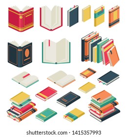 Isometric Book Collection Opened Closed Books Stock Vector (Royalty ...