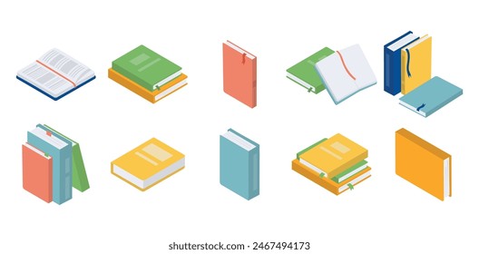 Isometric Book Element Illustration Collection