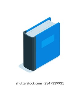 isometric book icon in color on a white background, studying at school or reading in the library