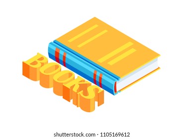 Isometric book icon. Education or bookstore illustration in flat design style.