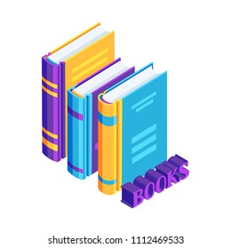 Isometric book icon. Education or bookstore illustration in flat design style.