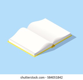 Isometric book icon in flat design style. Vector illustration with open book isolated on background.