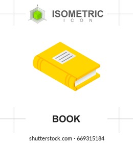 Isometric book icon. Isolated on white background. Flat design style. Vector illustration.