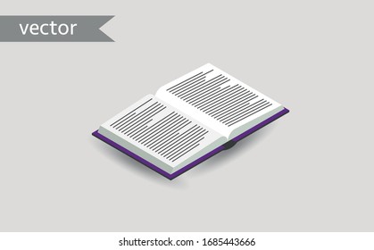 Isometric book icon. Vector illustration in flat design style isolated on background.