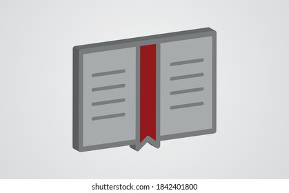 Isometrisches Buchsymbol. Vektorgrafik im flachen Design-Stil einzeln auf Hintergrund.