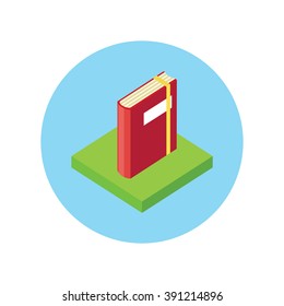 Isometric Book Logo Icon Flat Style Design. 3d Library And Spine, Paper And Information, Literature Education Vector Illustration