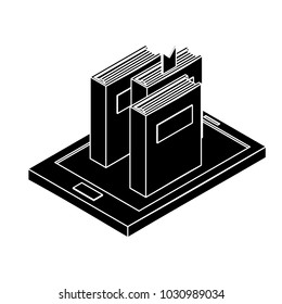 Isometric book on tablet simple icon concept vector illustration