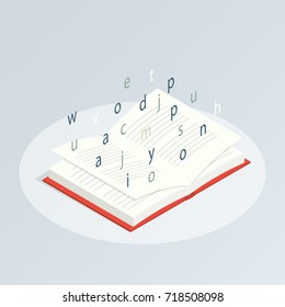 isometric book reading vector