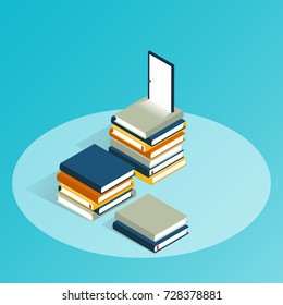 isometric book stairs vector