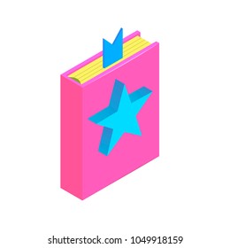 Isometric book with star simple icon. Favorite book concept vector illustration