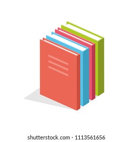 Isometric books, flat style. isolated on white background