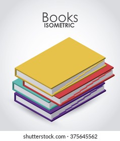isometric books  icon design 