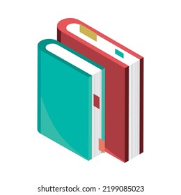icono aislado de escuela de libros isométricos