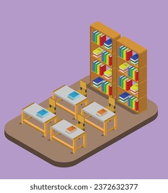 isometric bookshelf test vector design illustration