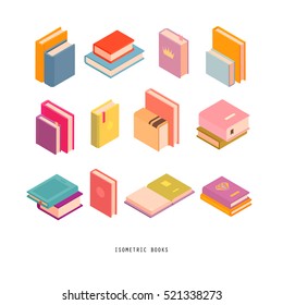 isometric books.vector illustration on white background