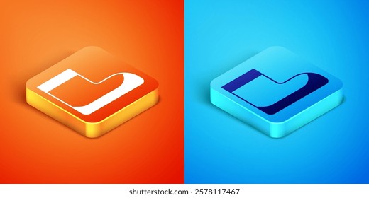 Isometric Boots icon isolated on orange and blue background. Diving underwater equipment.  Vector